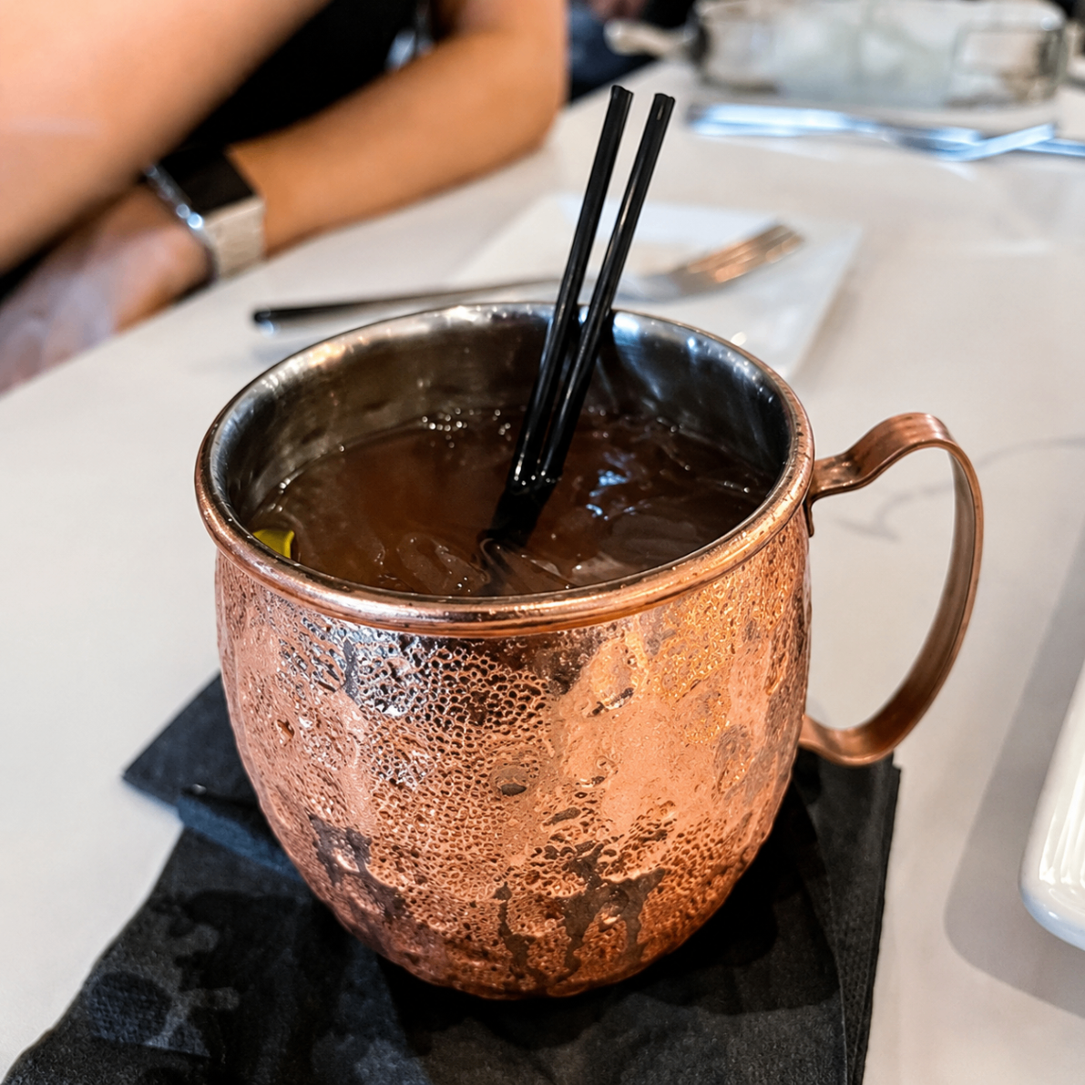 Copper Moscow mule mug cocktail at Romacelli