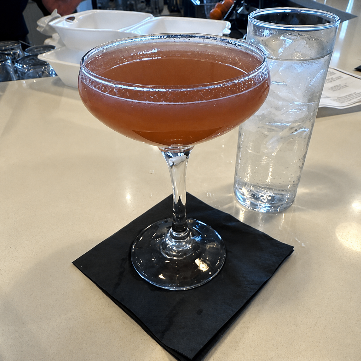 Signature craft cocktail served at the Romacelli bar